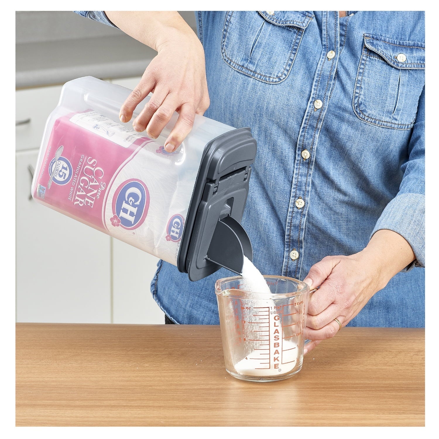 Deliciously Squishy 3.5 QT Plastic Food Dispenser, Clear with Gray Lid (1 Each) 7.5" L x 3.75" W x 9.25" H, Designed to Help wi... - Squishy Dohnut Sweet Treat Shaped Stress Toy Detail