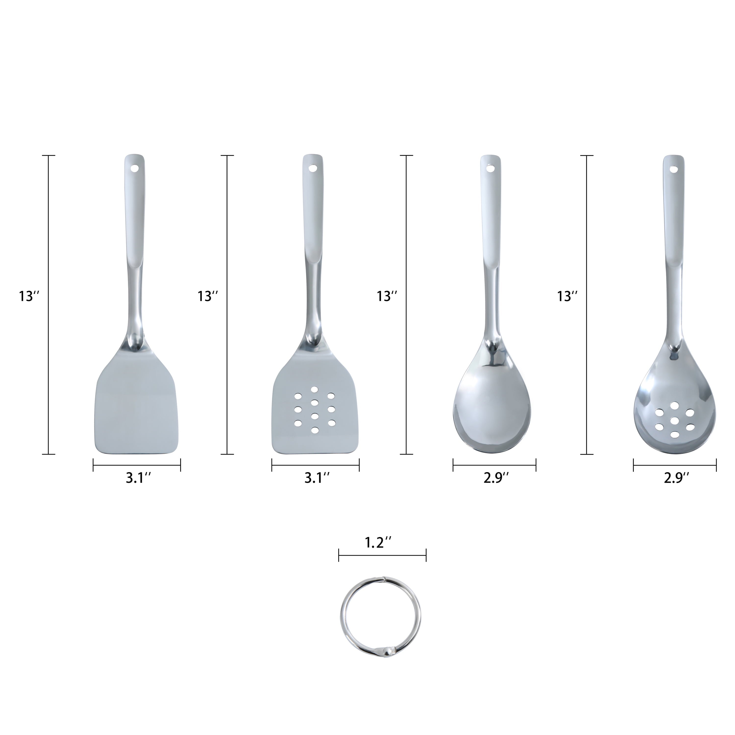 Durable Steel Stainless Steel 4-Piece Utensil Set: Includes Spatula, Slotted Spatula, Spoon, and Slotted Spoon - High-Precision Culinary Tool for Baking & Cooking Detail