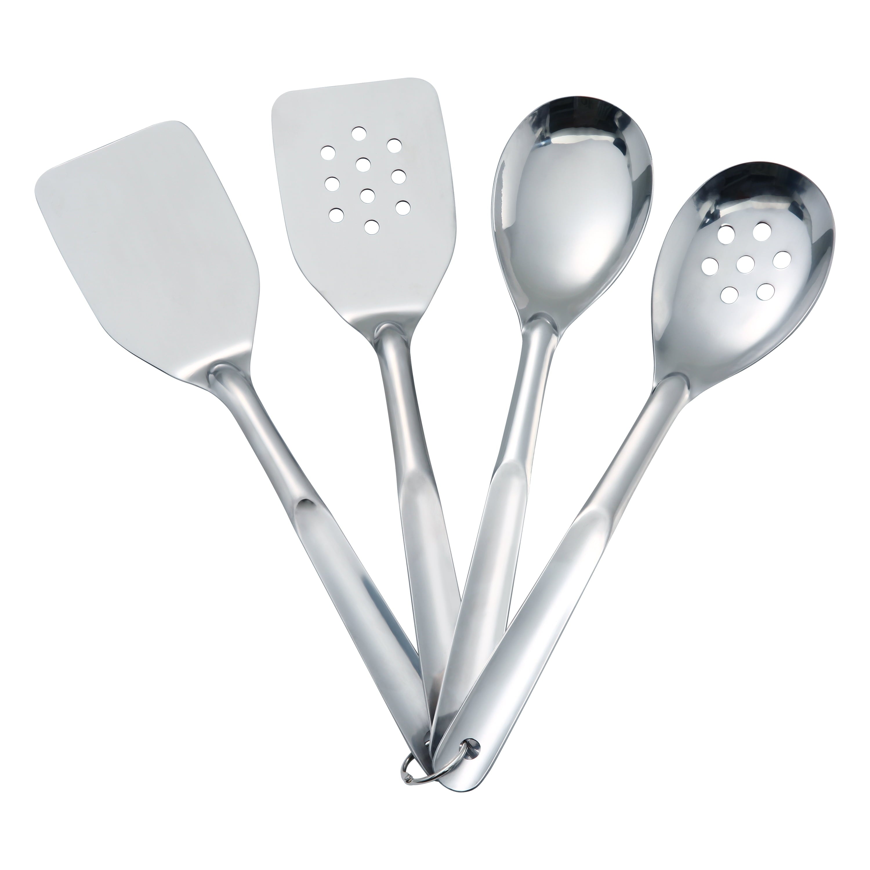 Durable Steel Stainless Steel 4-Piece Utensil Set: Includes Spatula, Slotted Spatula, Spoon, and Slotted Spoon - High-Precision Culinary Tool for Baking & Cooking Detail