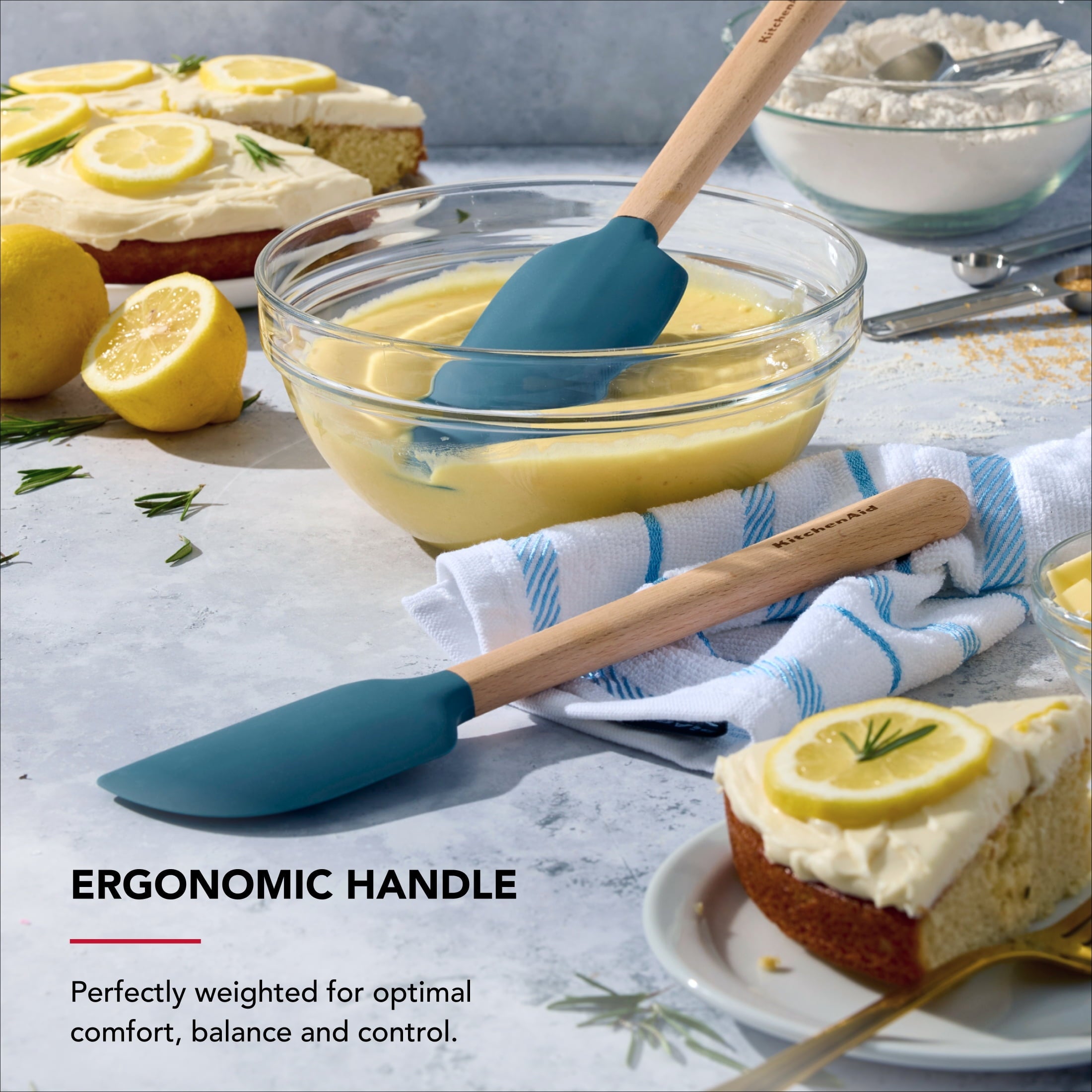 Professional Grade 2-Piece Silicone Mixing Spatula and Scraper Set for Cooking, Agave - Multi-Purpose Hand Tool for Daily Meal Prep Detail