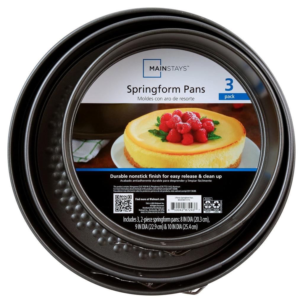 Ergonomic Manual 8", 9", 10" Round Nonstick Carbon Steel Springform Cake Pans, Gray, Set of 3 - Multi-Functional Manual Food Chopper & Slicer Detail