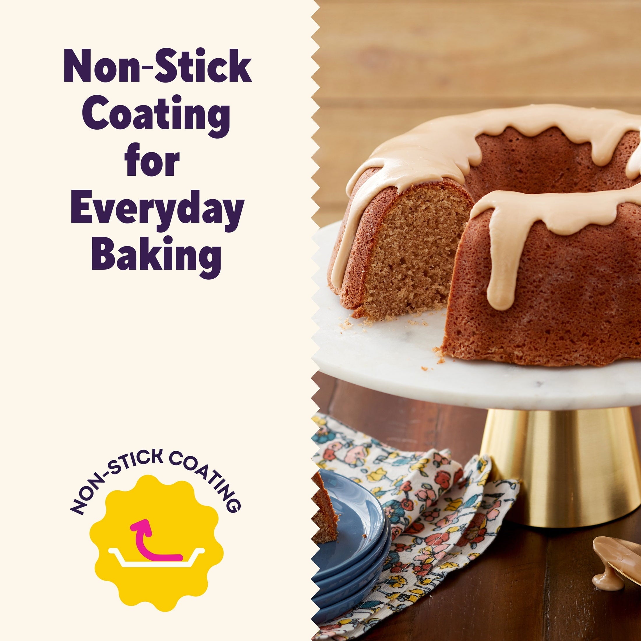 Premium Kitchen Everyday Non-Stick Bundt Cake Pan 9.51" Fluted Tube Baking Pan, Packaging May Vary - Multi-Functional Manual Food Chopper & Slicer Detail