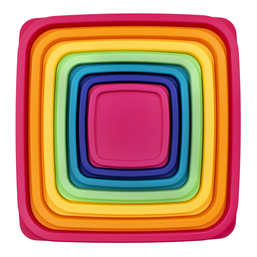 Deliciously Squishy Plastic Rainbow Food Storage Set, Multi Color, 14 Count, Best Used for Leftover Storage and Reheating - Squishy Dohnut Sweet Treat Shaped Stress Toy Detail
