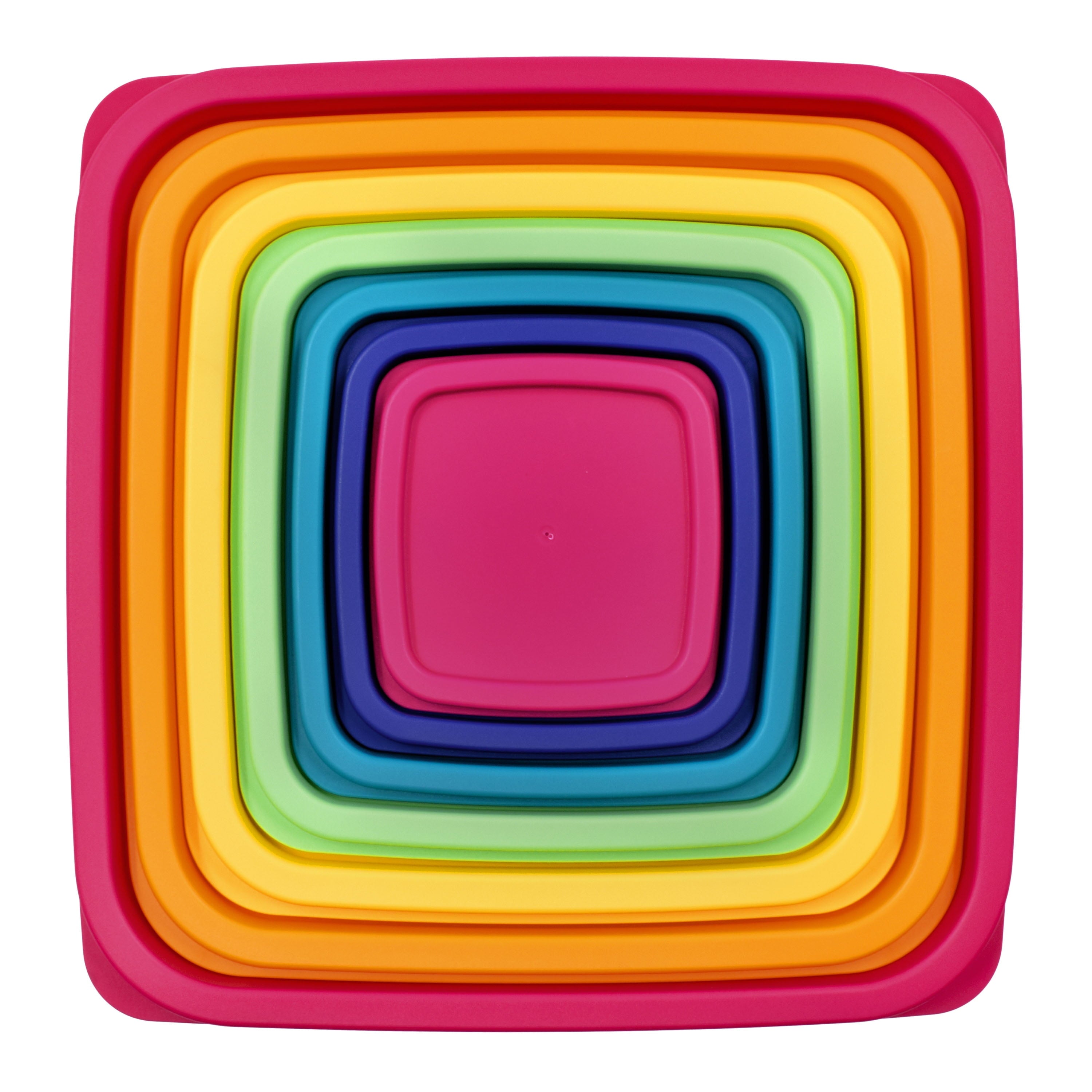Deliciously Squishy Plastic Rainbow Food Storage Set, Multi Color, 14 Count, Best Used for Leftover Storage and Reheating - Squishy Dohnut Sweet Treat Shaped Stress Toy Detail
