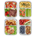 Playful Geometric 8 Pcs Glass Food Storage Containers with Lids, 2 & 3 Compartment Glass Airtight Meal Prep Containers (4 Containers & ... - Fun Food Fidget Cookie Squishable Toy - Default Title