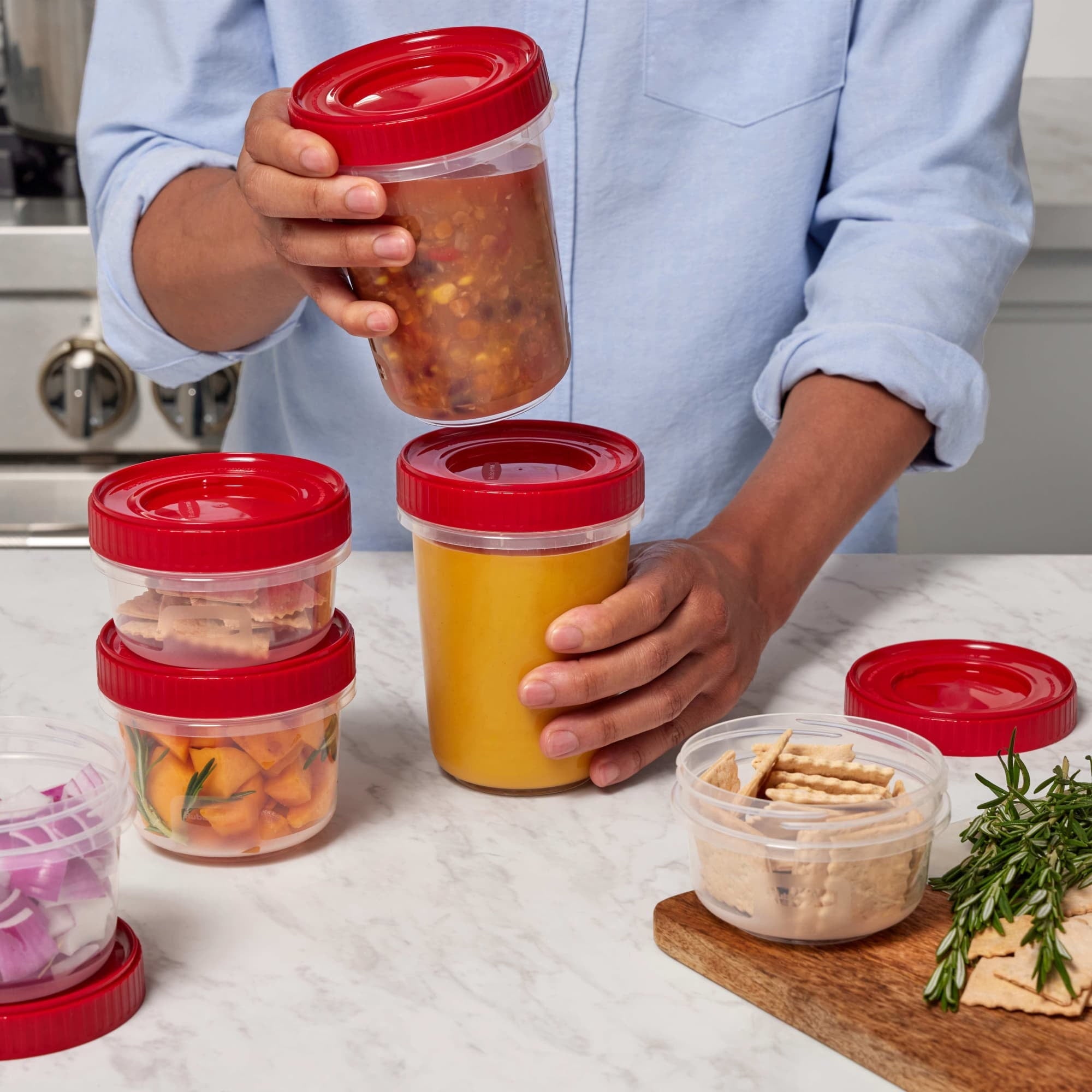 Playful Geometric (3 pack) & Seal 1.6-Cup Food Storage Containers, Ruby Red, 3 pack - Playful Star & Heart Shaped Geometric NeeDoh Detail