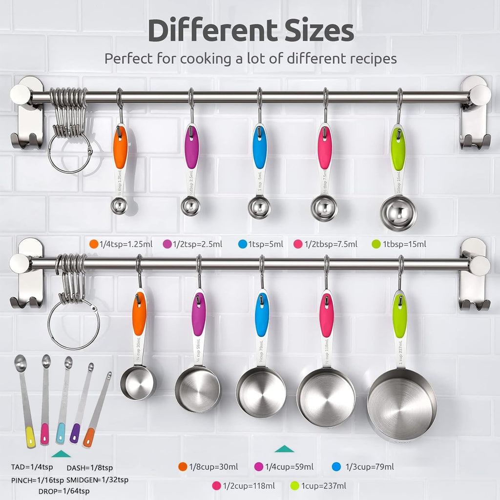 Professional Grade Stainless Steel Measuring Cups and Spoons Set of 15, 5 Stainless Steel Nesting Measuring Cups & 5 Spoons, 5 Mini Meas... - Heavy Duty Stainless Steel Kitchen Shears Detail