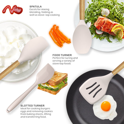 Ergonomic Cooking Silicone Cooking Utensils Set - 446°F Heat Resistant Silicone Kitchen Utensils for Cooking,Kitchen Utensil Spatula Se... - Premium Stainless Steel Cooking Utensil for Non-Stick Pots Detail