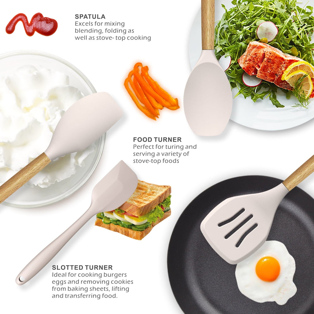 Professional Grade Silicone Cooking Utensils Set - 446°F Heat Resistant Silicone Kitchen Utensils for Cooking,Kitchen Utensil Spatula Se... - High-Precision Culinary Tool for Baking & Cooking Detail