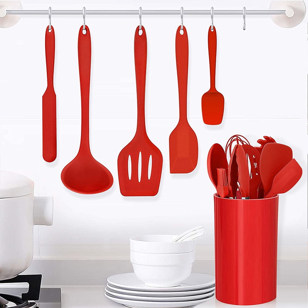 Heat-Resistant 14 Pcs Cooking Utensils Set with Holder, Heat Resistant Silicone Kitchen Cookware Utensils Set, Kitchen Cooking Tools... - Ergonomic Kitchen Tongs and Cooking Spoon Utensil Detail