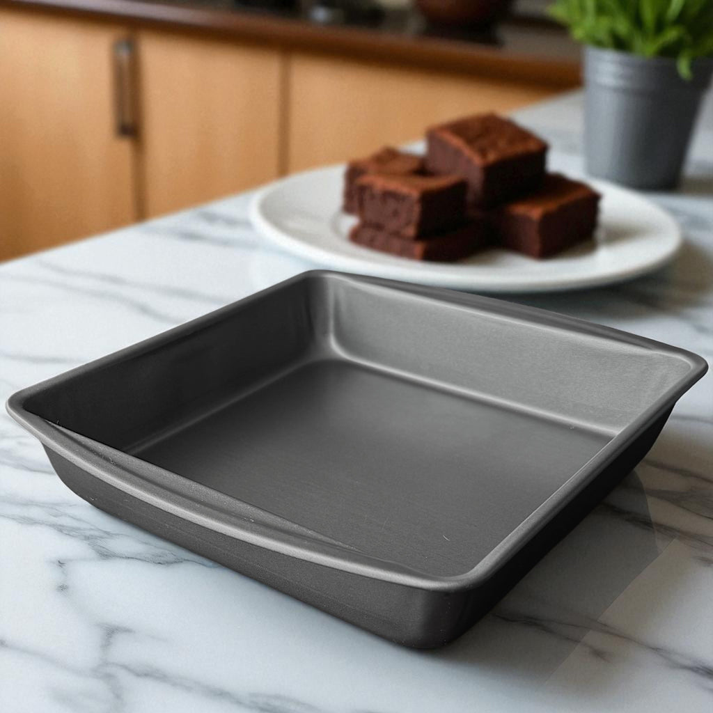 Ergonomic Manual 9" x 9" x 2" Nonstick Square Cake Pan, Gray - Kitchen Gadget Tool for Quick Food Prep Detail