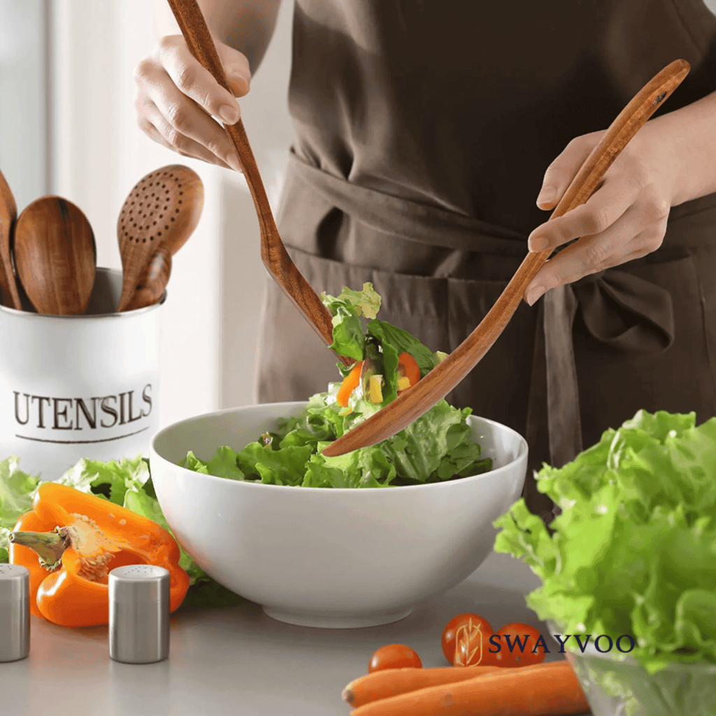 Non-Stick Safe Wooden Spoons for Cooking, 6-Piece 100% Natural Teak Wooden Utensils for Cooking — Heat Resistant, Non-Stick ... - Durable Turner & Ladle Utensil Set for Home Chefs Detail