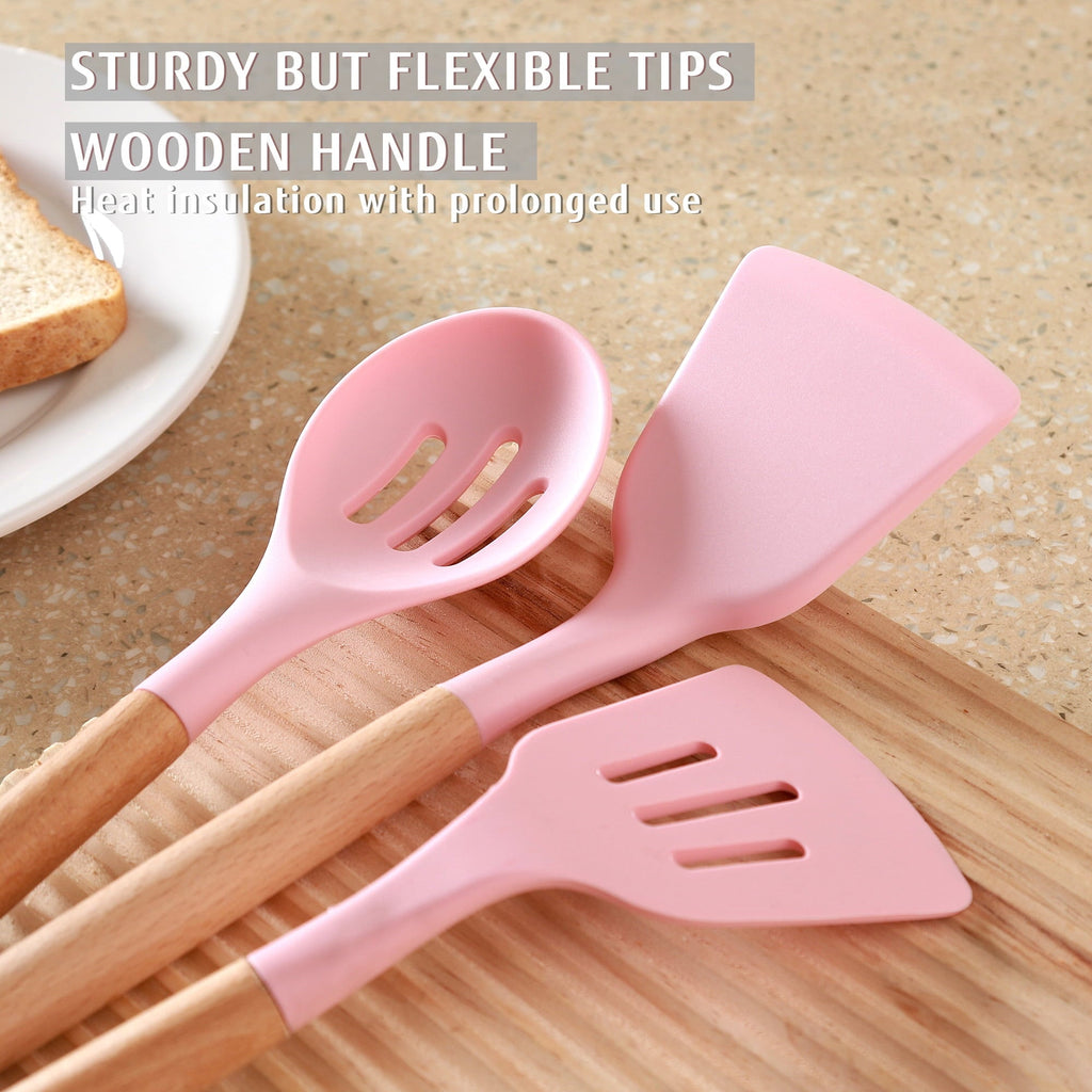 Heat-Resistant 32 PCS Silicone Cooking Utensils Set, 446°F Heat Resistant for Nonstick Cookware - Ergonomic Kitchen Tongs and Cooking Spoon Utensil Detail