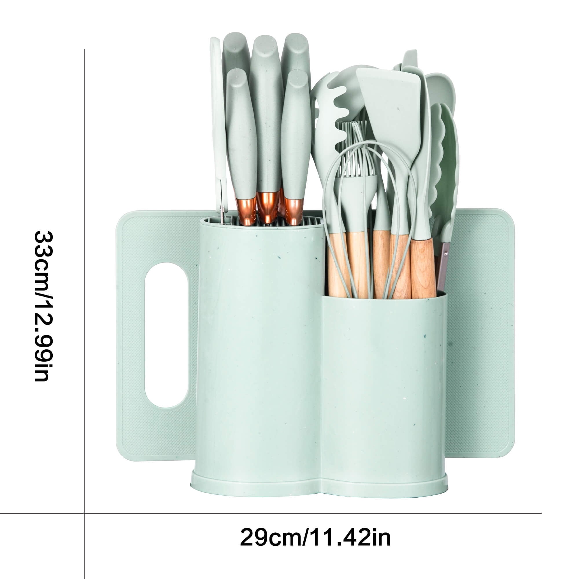 Premium Silicone 19pcs Silicone Kitchen Utensil Set, Heat-Resistant Non-Stick Easy Cooking Cleaning Home Light-Green - Ergonomic Kitchen Tongs and Cooking Spoon Utensil Detail