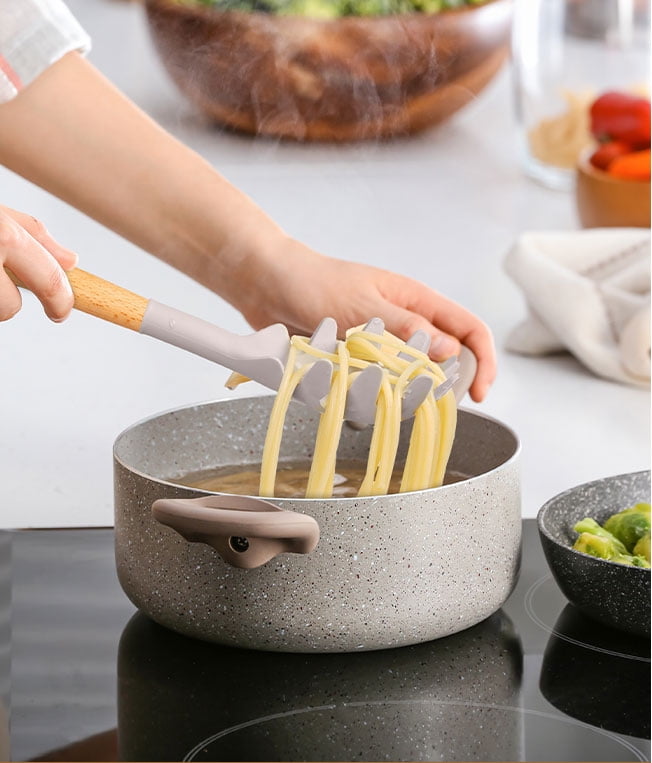 Durable Steel Silicone & Bamboo Cooking Utensil Set, 14 Pieces - Multi-Purpose Hand Tool for Daily Meal Prep Detail