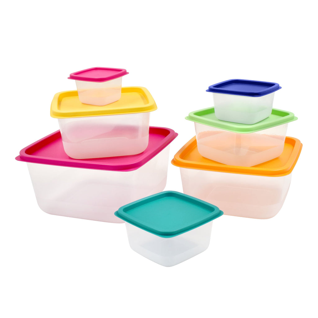 Deliciously Squishy Plastic Rainbow Food Storage Set, Multi Color, 14 Count, Best Used for Leftover Storage and Reheating - Squishy Dohnut Sweet Treat Shaped Stress Toy Detail