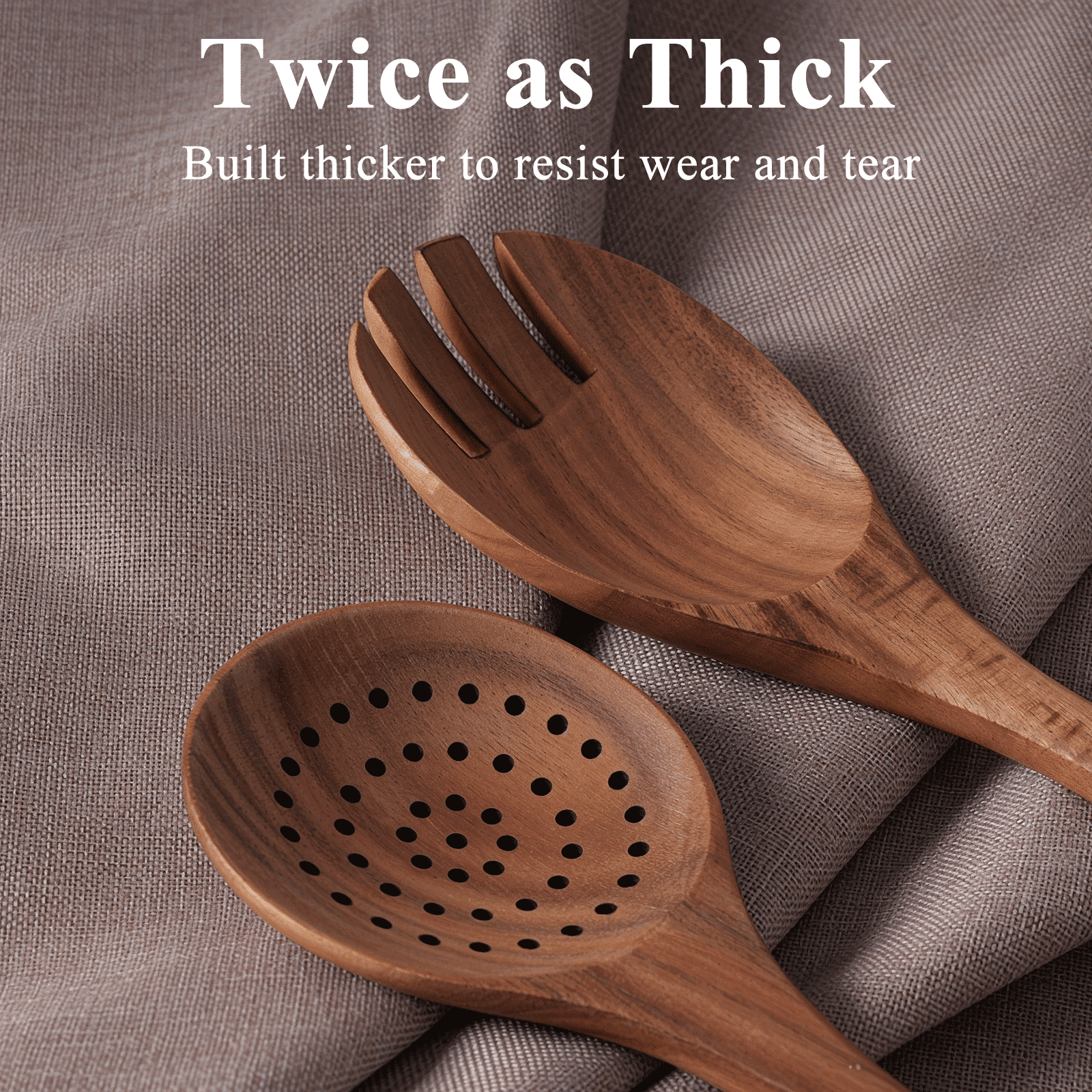 Premium Silicone Wooden Spoons for Cooking, 8 Pcs Natural Wooden Utensil for Cooking with Non-Stick, Heat Resistant, Wood... - Durable Turner & Ladle Utensil Set for Home Chefs Detail