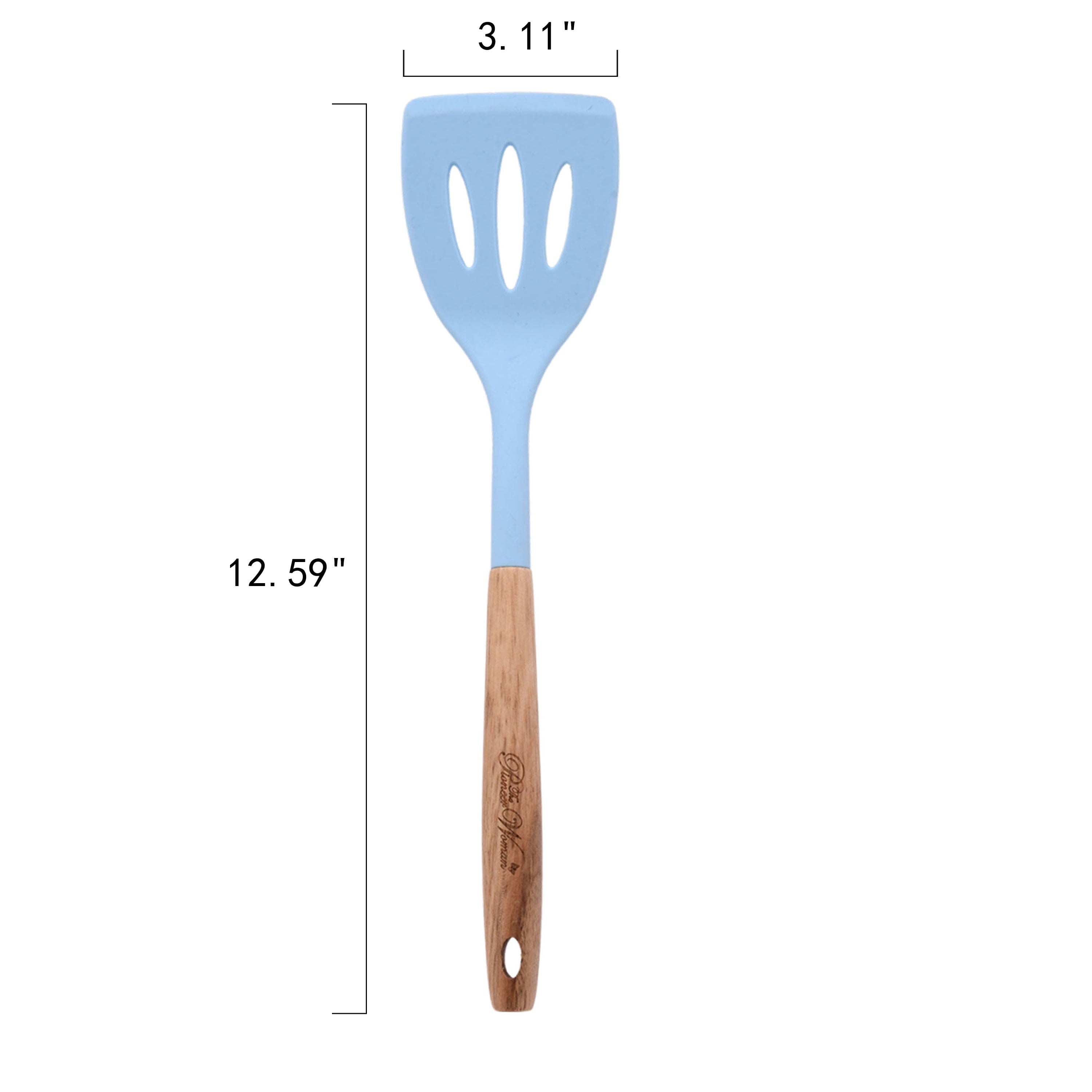 Professional Grade 10-Piece Silicone and Acacia Wood Handle Cooking Utensils Set, Blue - High-Precision Culinary Tool for Baking & Cooking Detail