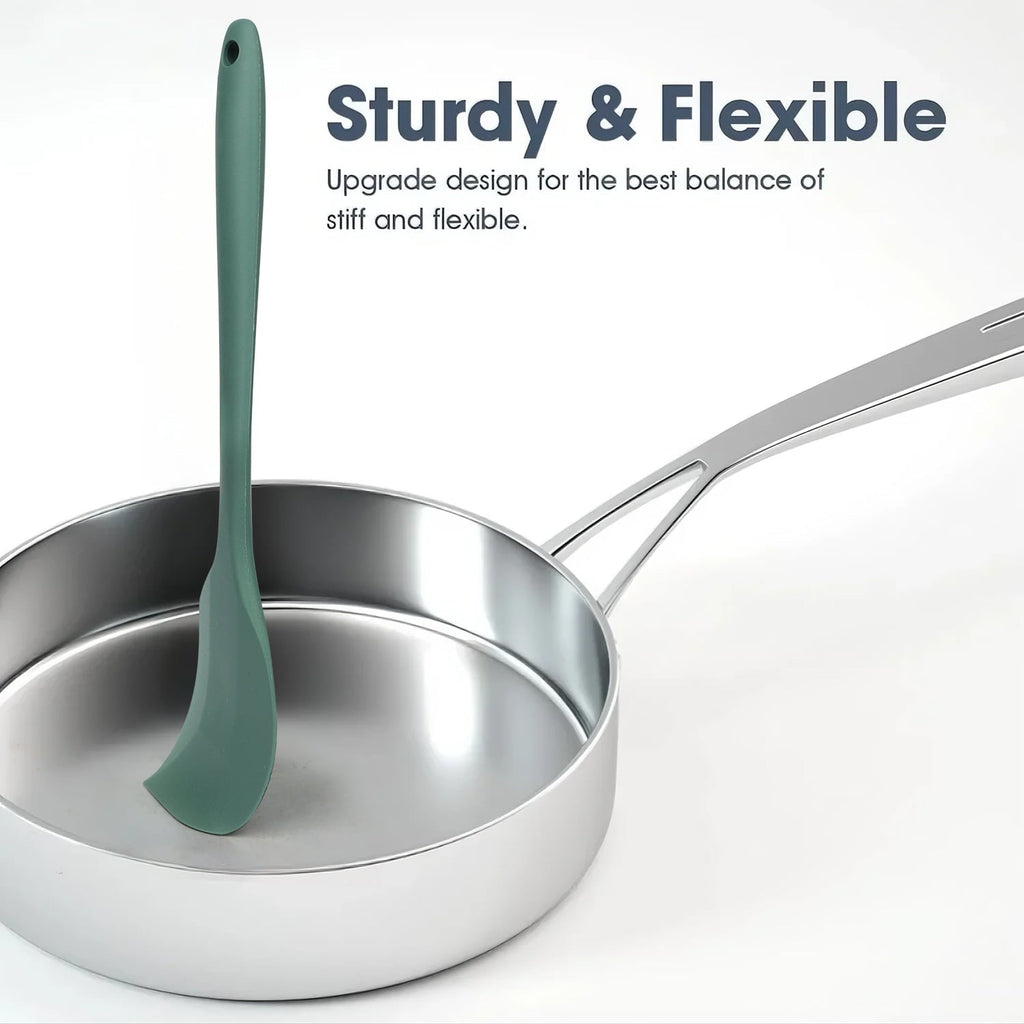 Seamless One-Piece Food Grade Silicone Rubber Spatula Set, 5 Pcs Kithen Cooking Mixing Utensil Set, BPA-Free High Heat Resistant... - Premium Stainless Steel Cooking Utensil for Non-Stick Pots Detail