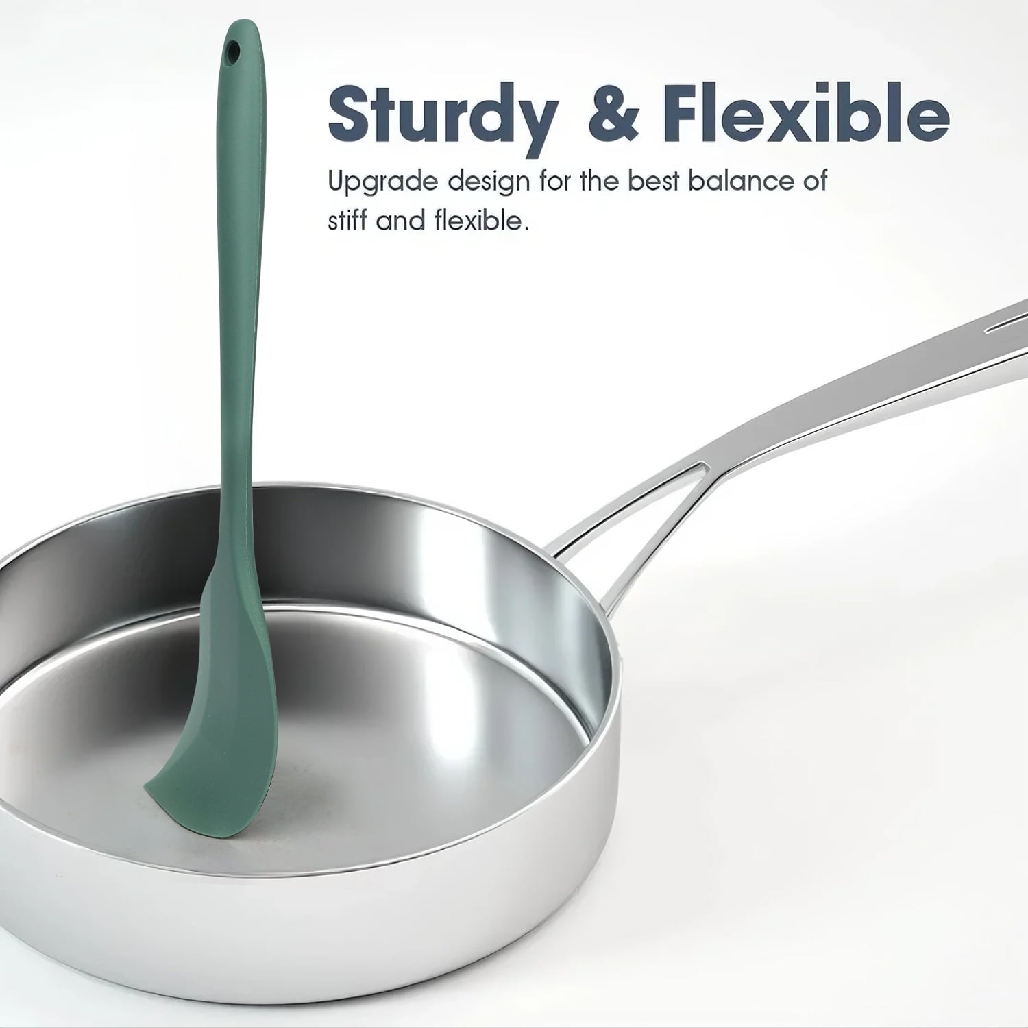 Seamless One-Piece Food Grade Silicone Rubber Spatula Set, 5 Pcs Kithen Cooking Mixing Utensil Set, BPA-Free High Heat Resistant... - Premium Stainless Steel Cooking Utensil for Non-Stick Pots Detail