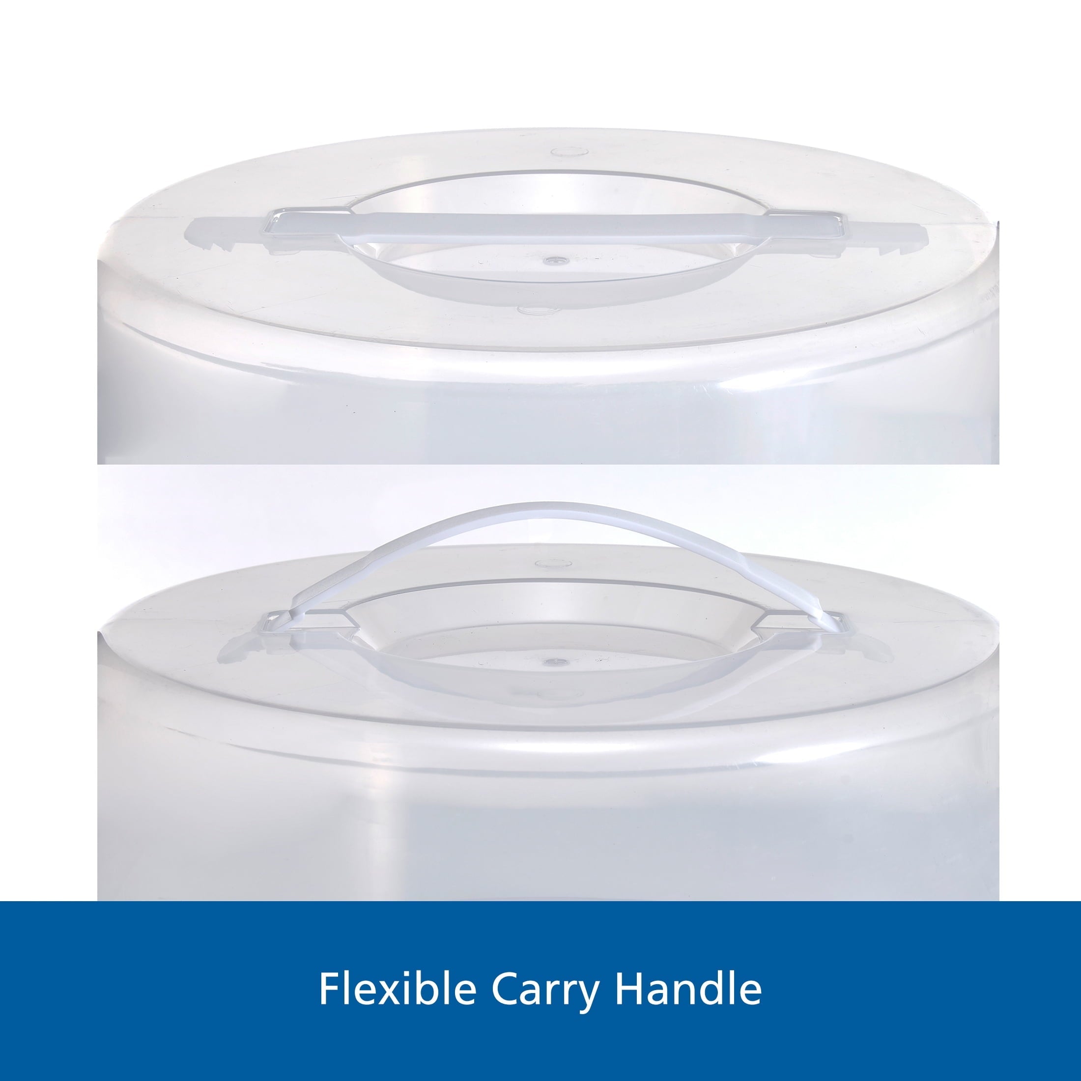 Innovative 12 inch Clear Cake Carrier with 2pk 9 inch Gray Round Pans, Carbon Steel - Kitchen Gadget Tool for Quick Food Prep Detail