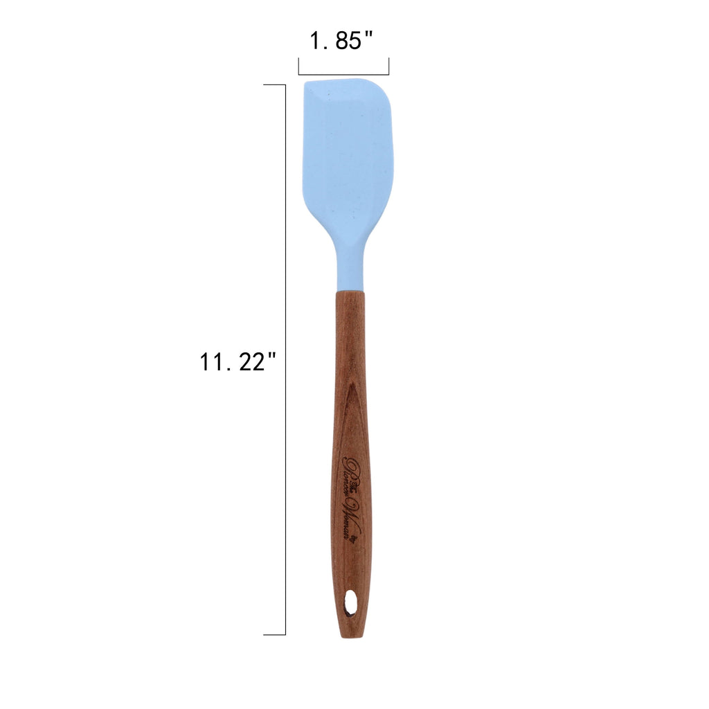Professional Grade 10-Piece Silicone and Acacia Wood Handle Cooking Utensils Set, Blue - High-Precision Culinary Tool for Baking & Cooking Detail