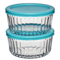 Fun Food Fidget Glass Food Storage Container with Lids, 4 Cup Round, Set of 2 - Playful Star & Heart Shaped Geometric NeeDoh - Default Title