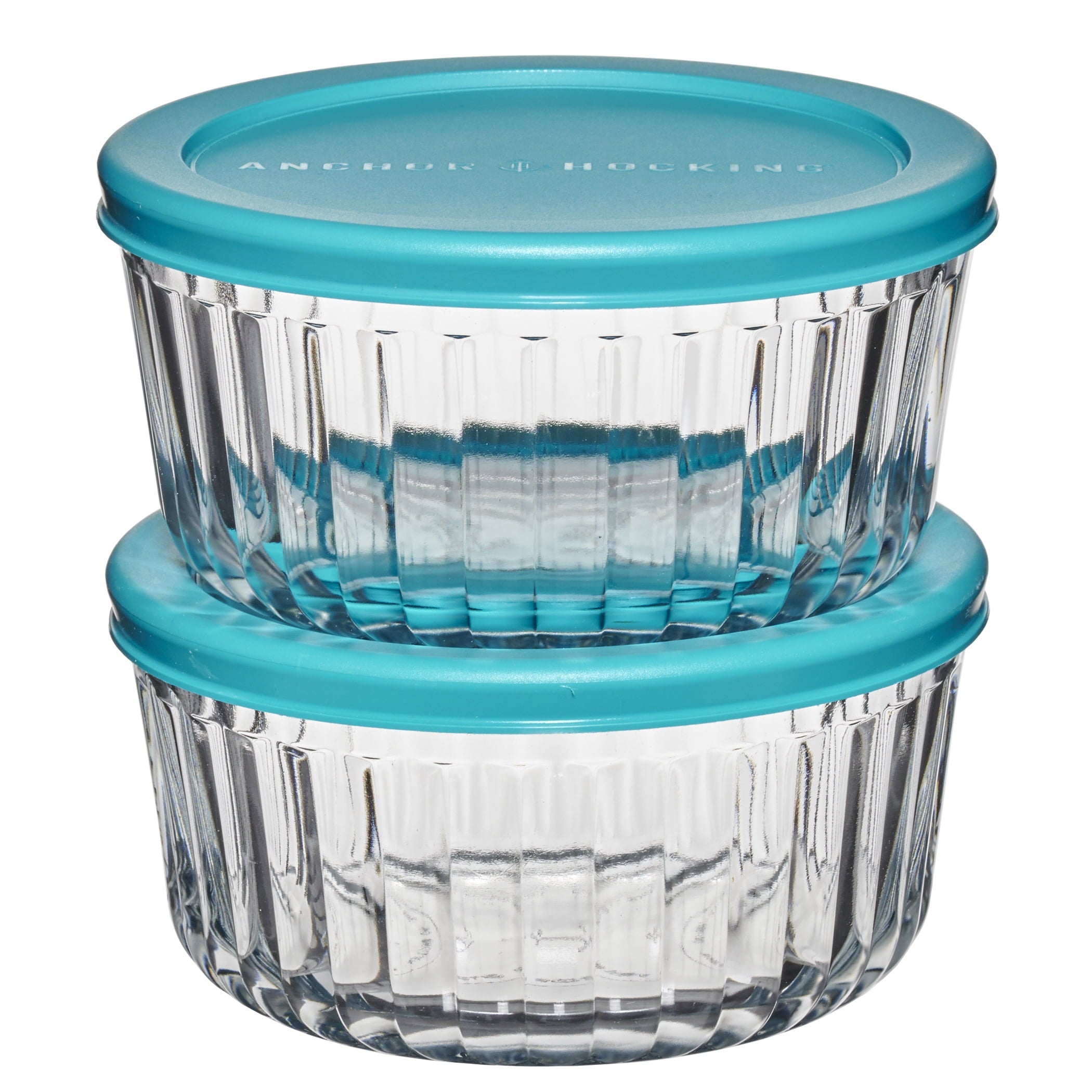 Fun Food Fidget Glass Food Storage Container with Lids, 4 Cup Round, Set of 2 - Playful Star & Heart Shaped Geometric NeeDoh - Default Title