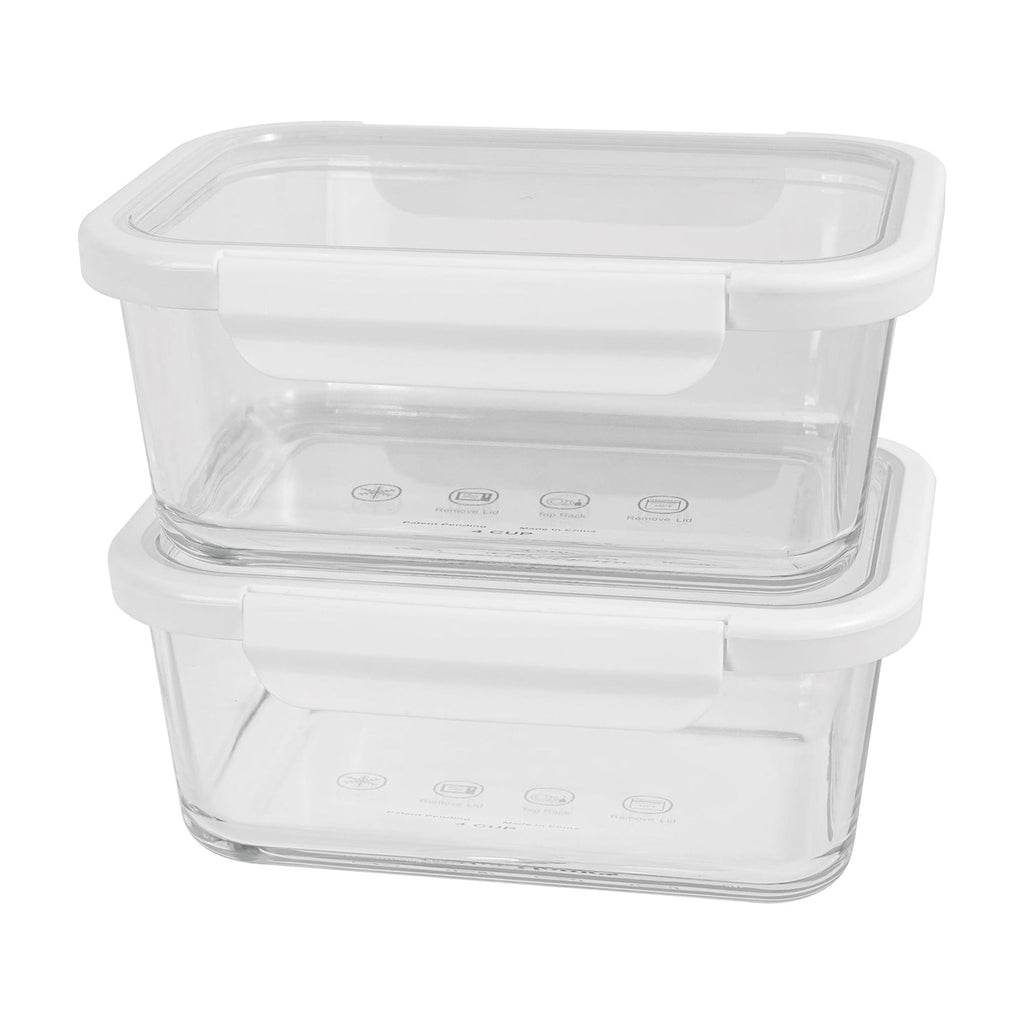 Fun Food Fidget 4Cup Rectangle Glass Food Storage Container with Tritan Lid. Set of 2, 4 Pieces, Designed to H... - Fun Food Fidget Cookie Squishable Toy - Default Title