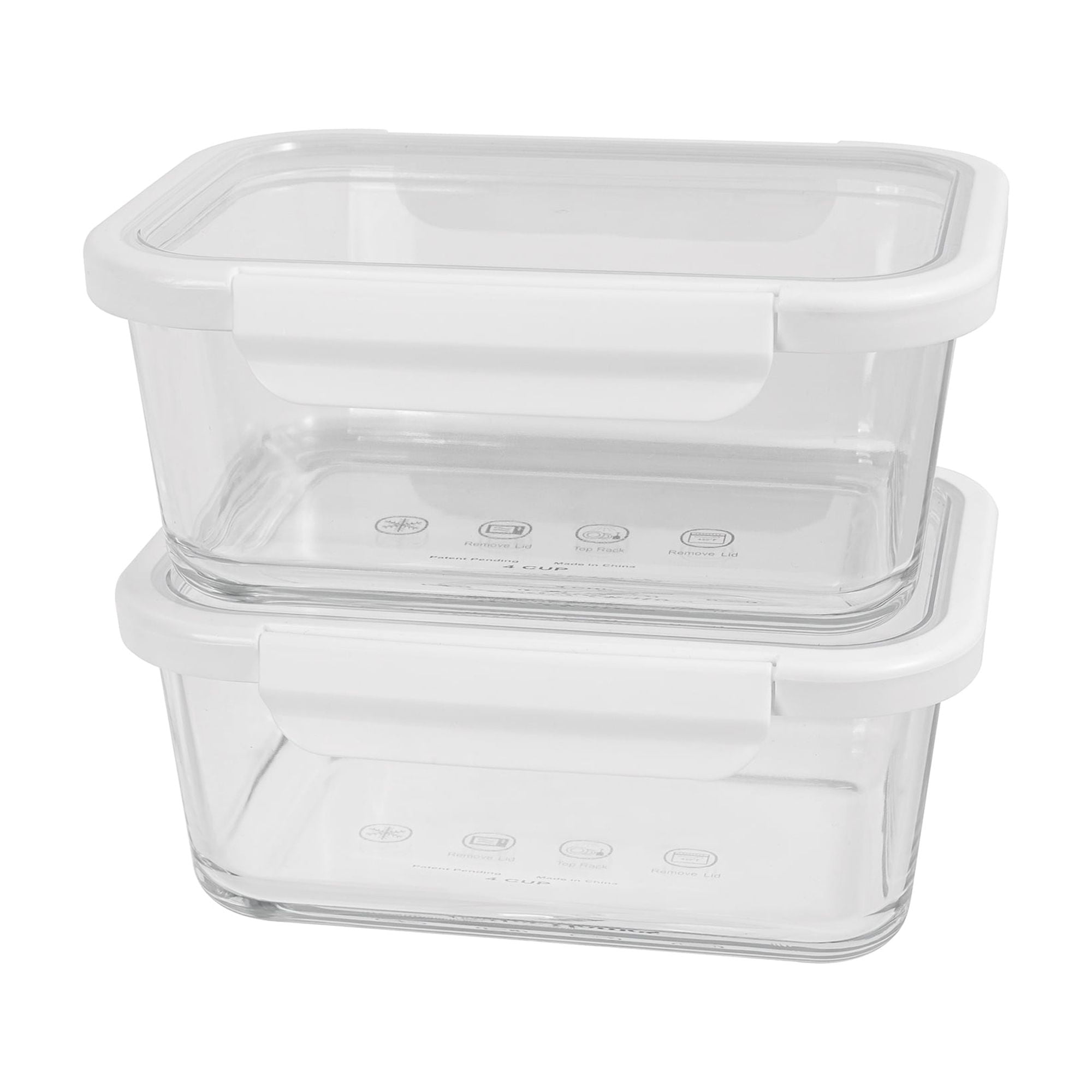 Fun Food Fidget 4Cup Rectangle Glass Food Storage Container with Tritan Lid. Set of 2, 4 Pieces, Designed to H... - Fun Food Fidget Cookie Squishable Toy - Default Title