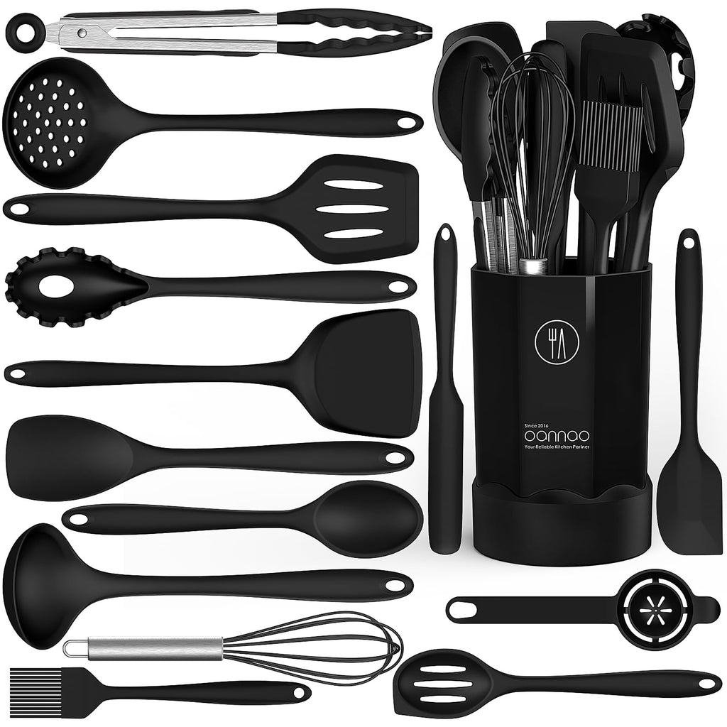 Chef-Quality Silicone Cooking Utensils Set - 446°F Heat Resistant Kitchen Utensils,Turner Tongs,Spatula,Spoon,Brush,Whisk,Ki... - High-Precision Culinary Tool for Baking & Cooking - Default Title