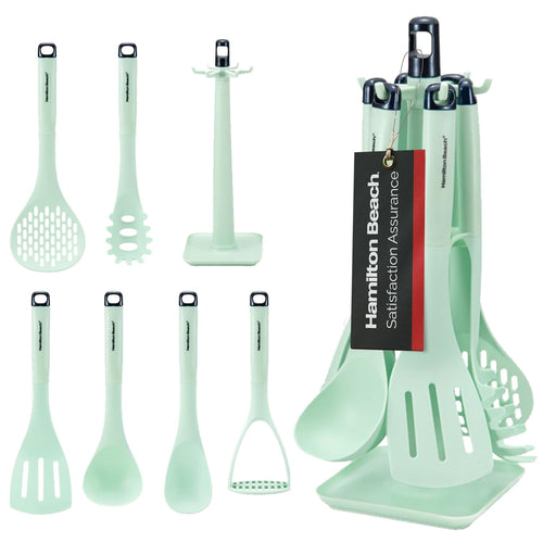 Ergonomic Cooking Kitchen Utensil Set 7 Piece | Cooking Utensil set Slotted turner, Ladle Skimmer, Pasta Server, Potato Masher, S... - Ergonomic Kitchen Tongs and Cooking Spoon Utensil - Default Title