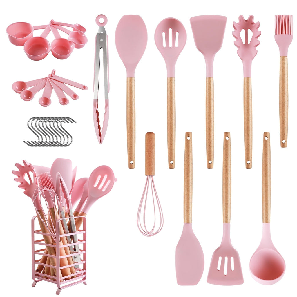 Heat-Resistant 32 PCS Silicone Cooking Utensils Set, 446°F Heat Resistant for Nonstick Cookware - Ergonomic Kitchen Tongs and Cooking Spoon Utensil - Default Title