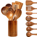 Heat-Resistant Wooden Spoons for Cooking, 8 Pcs Natural Teak Wooden Utensils Set, Non-Stick & Heat Resistant Durable Wood ... - Premium Stainless Steel Cooking Utensil for Non-Stick Pots - Default Title