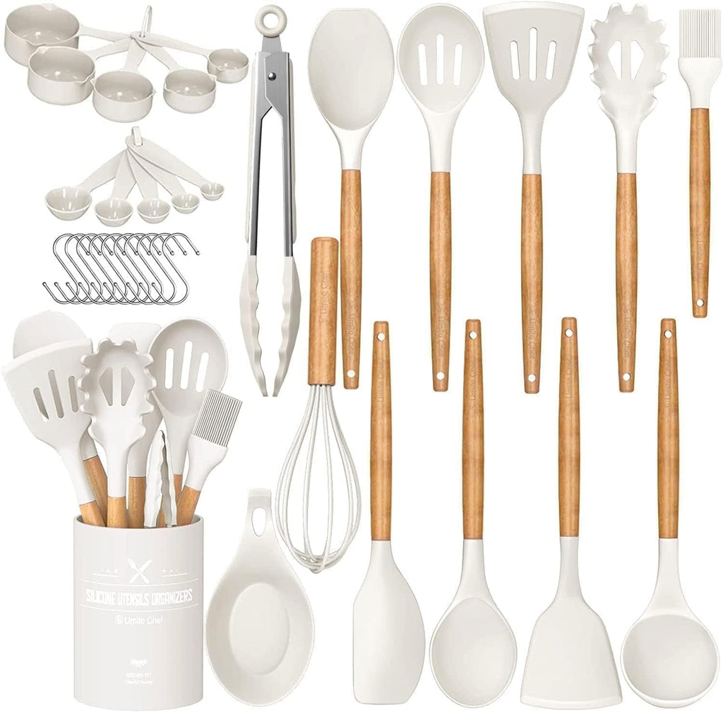 Durable Steel Kitchen Cooking Utensils Set, 33 pcs Non-stick Silicone Cooking Kitchen Utensils Spatula Set with Holder, Wooden Hand... - Heavy Duty Stainless Steel Kitchen Shears - Default Title