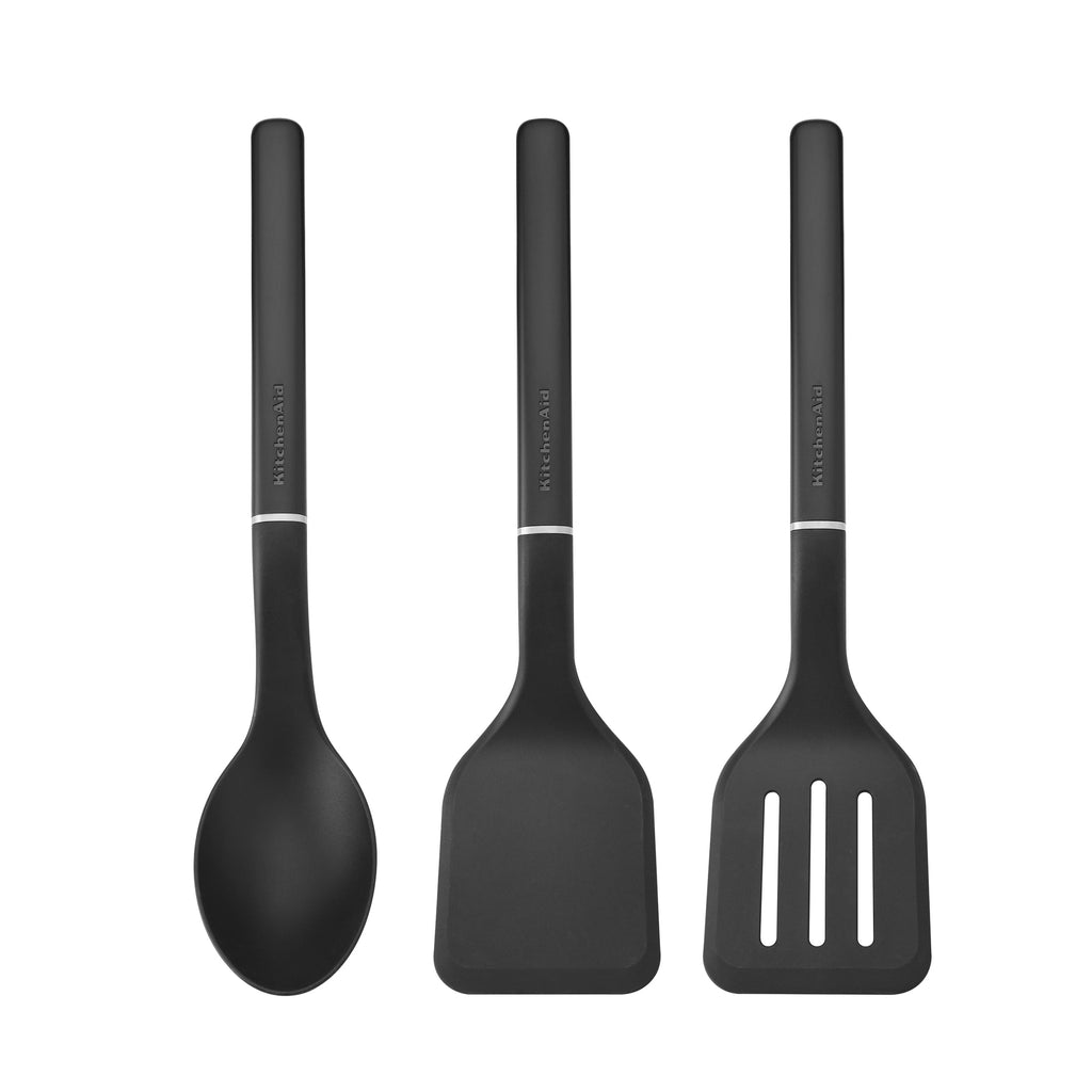 Heavy Duty 3-Piece Cooking Utensils Set with Ergonomic Handles, Black - Multi-Purpose Hand Tool for Daily Meal Prep - Default Title