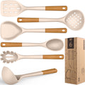 Premium Silicone Large Silicone Cooking Utensils - Heat Resistant Kitchen Utensil Set with Wooden Handles, Spatula,Turner, Slotted Spo... - Premium Stainless Steel Cooking Utensil for Non-Stick Pots - Default Title