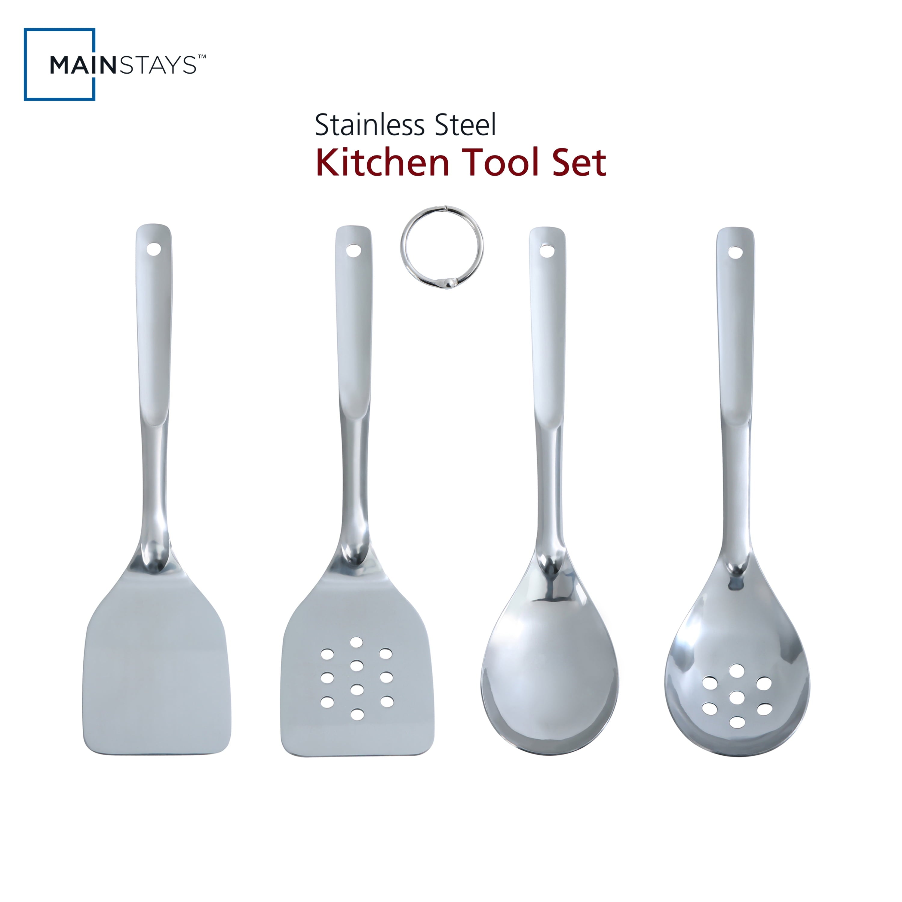 Durable Steel Stainless Steel 4-Piece Utensil Set: Includes Spatula, Slotted Spatula, Spoon, and Slotted Spoon - High-Precision Culinary Tool for Baking & Cooking - Default Title