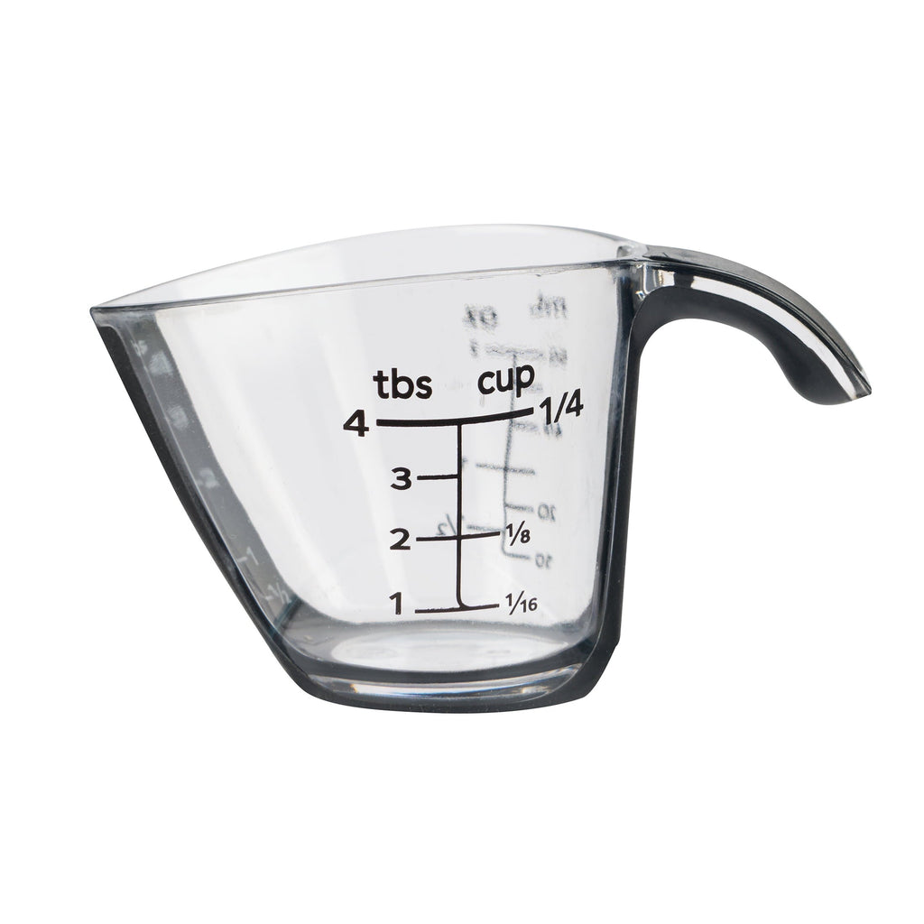 Multi-Functional 1/4C Plastic Mini Measuring Cup, Black/Transparent - Premium Stainless Steel Garlic Presser & Peeler - Default Title