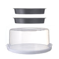 Innovative 12 inch Clear Cake Carrier with 2pk 9 inch Gray Round Pans, Carbon Steel - Kitchen Gadget Tool for Quick Food Prep - Default Title