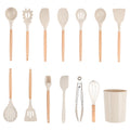 Non-Stick Safe 14pcs Cooking Utensil Set with Caddy - Durable Turner & Ladle Utensil Set for Home Chefs - Default Title