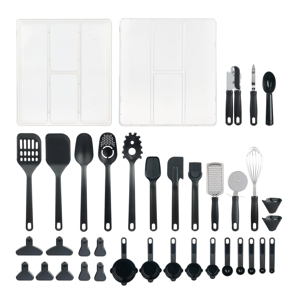 Professional Grade 36 Piece Kitchen Gadget Set with Kitchen Cooking Utensils, and Drawer Organizer, Black - Multi-Purpose Hand Tool for Daily Meal Prep - Default Title