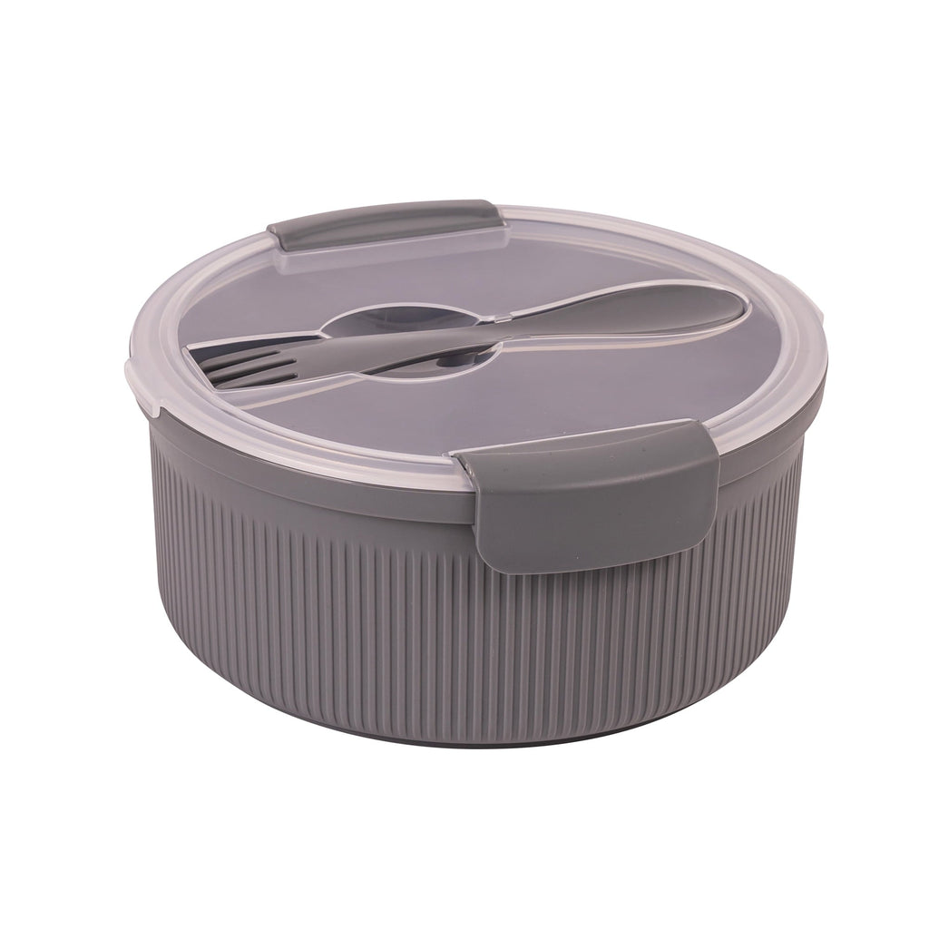 Fun Food Fidget Food Storage Bento Container, Round, Grey, 47oz Capacity, Ideal Use for Workday Meals and Travel - Fun Food Fidget Cookie Squishable Toy - Default Title