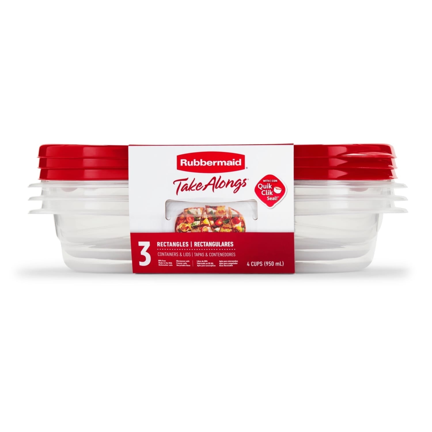 Deliciously Squishy 4.0-Cup Rectangle Food Storage Containers, Ruby Red, 3 pack - Fun Food Fidget Cookie Squishable Toy - Default Title
