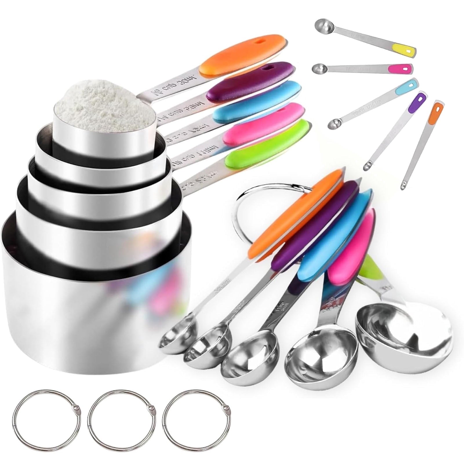 Professional Grade Stainless Steel Measuring Cups and Spoons Set of 15, 5 Stainless Steel Nesting Measuring Cups & 5 Spoons, 5 Mini Meas... - Heavy Duty Stainless Steel Kitchen Shears - Default Title