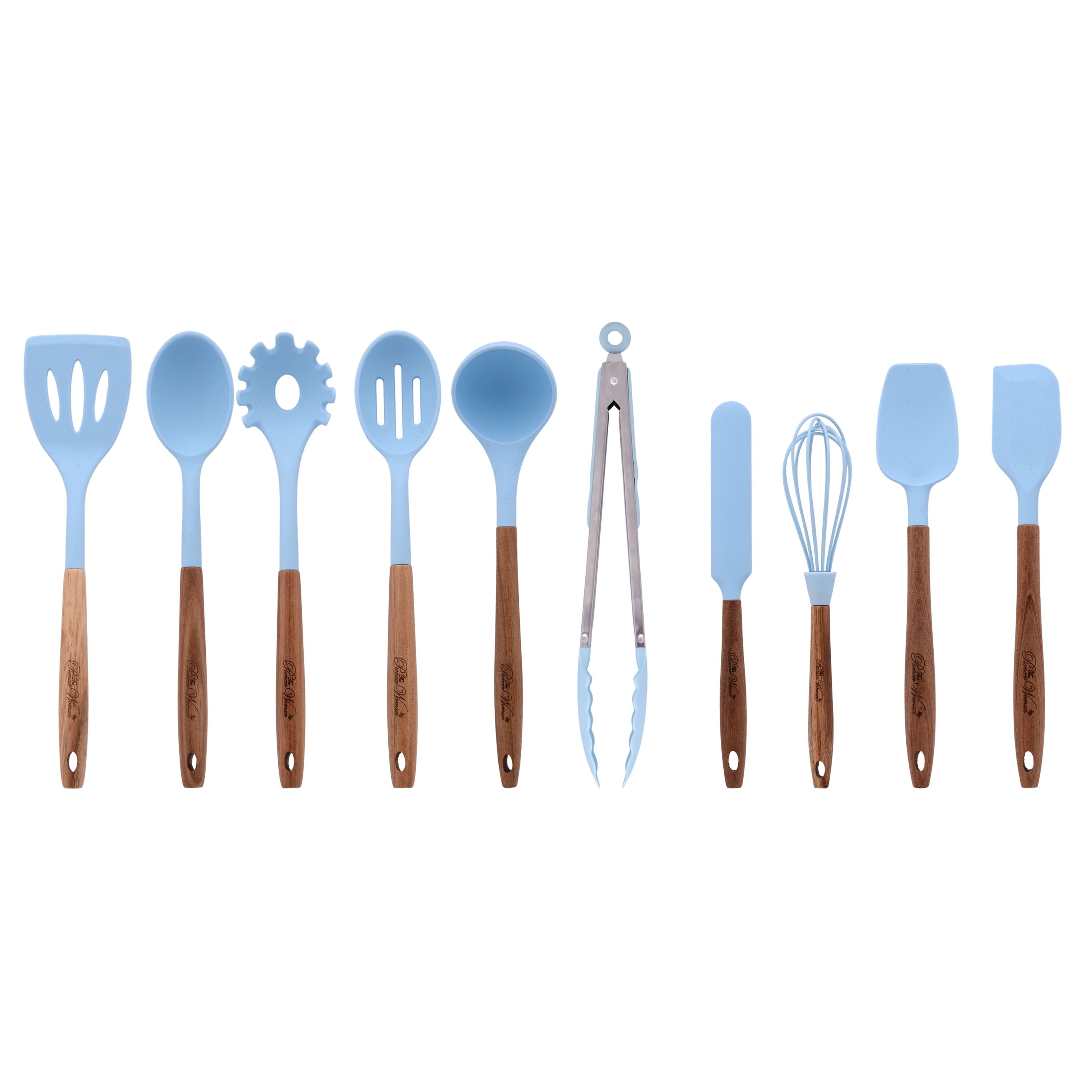 Professional Grade 10-Piece Silicone and Acacia Wood Handle Cooking Utensils Set, Blue - High-Precision Culinary Tool for Baking & Cooking - Default Title