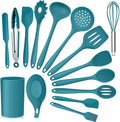 Premium Silicone 15-Piece Kitchen Utensils Set, Silicone Cooking Utensils with Holder, Non-stick Cookware Friendly & Heat Resistant - ... - Durable Turner & Ladle Utensil Set for Home Chefs - Default Title