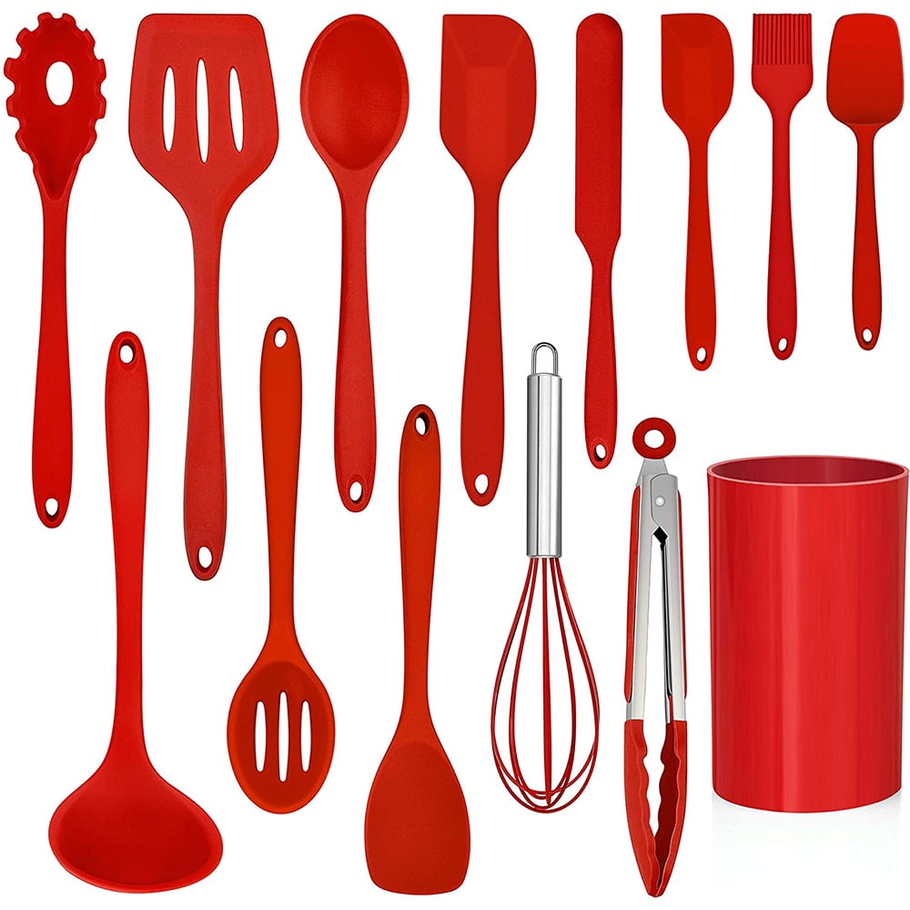 Professional Grade 14 Pcs Cooking Utensils Set with Holder, Heat Resistant Silicone Kitchen Cookware Utensils Set, Kitchen Cooking Tools... - High-Precision Culinary Tool for Baking & Cooking - Default Title