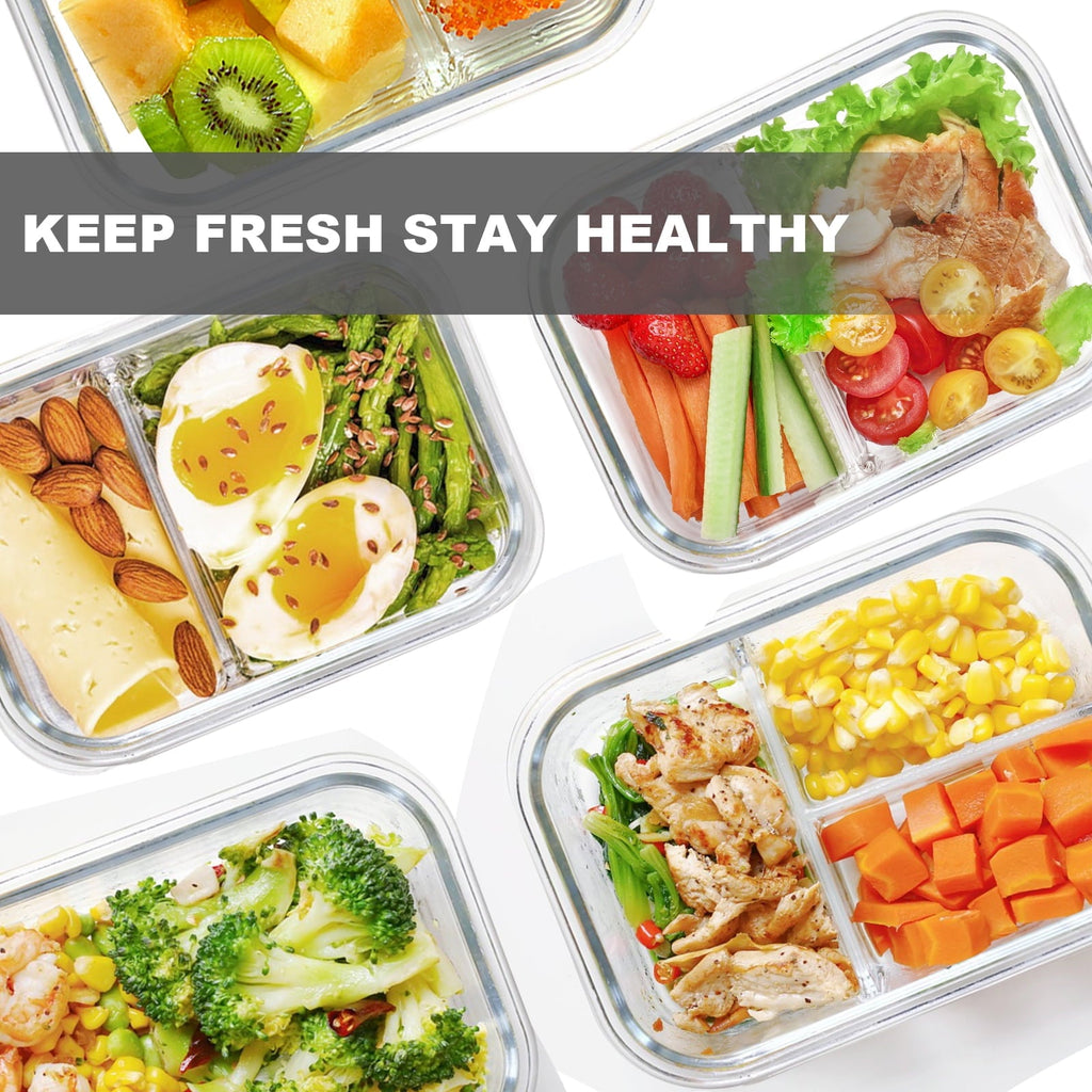 Playful Geometric 8 Pcs Glass Food Storage Containers with Lids, 2 & 3 Compartment Glass Airtight Meal Prep Containers (4 Containers & ... - Fun Food Fidget Cookie Squishable Toy Detail