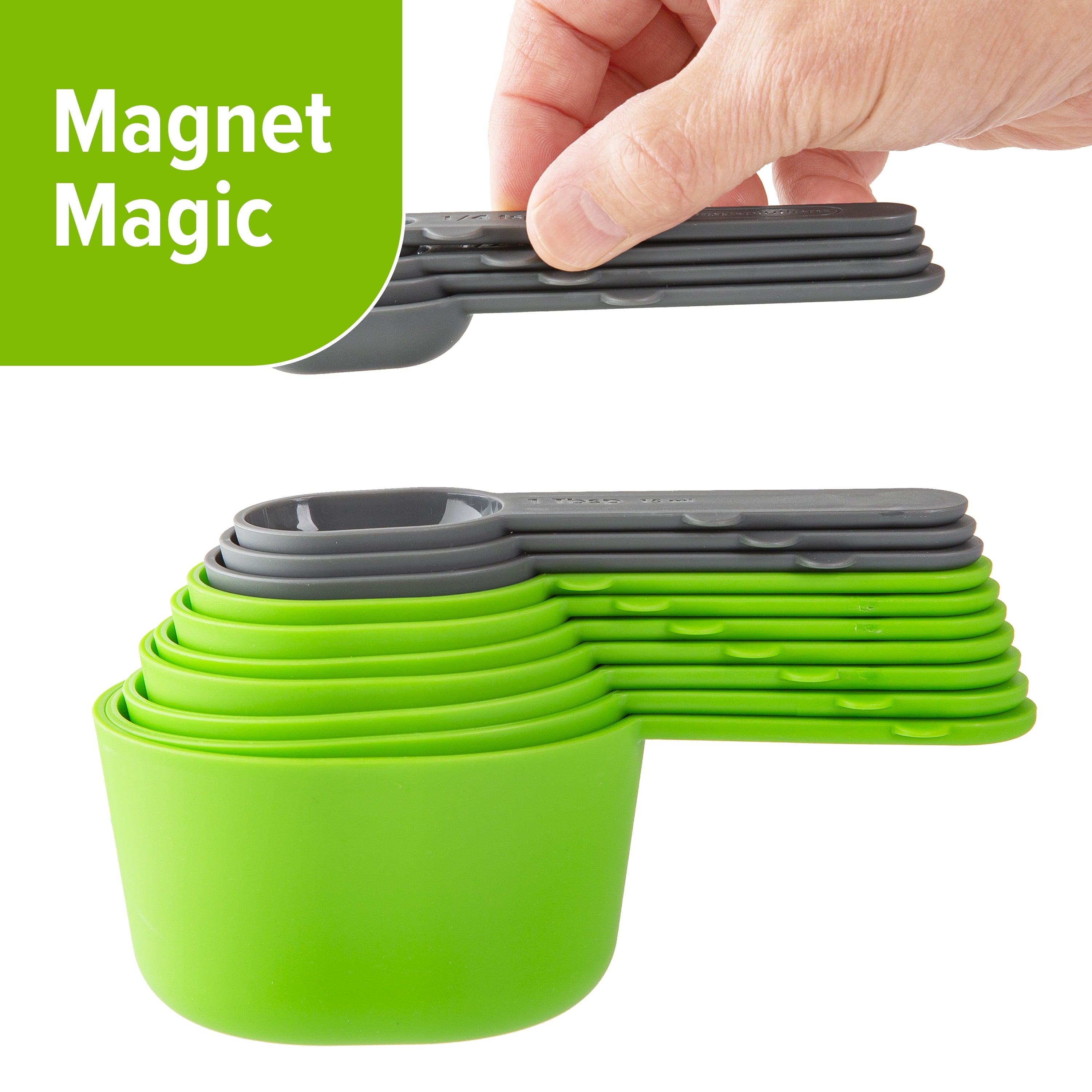 Ergonomic Manual 15 Piece Magnetic Measuring Set - Kitchen Gadget Tool for Quick Food Prep Detail